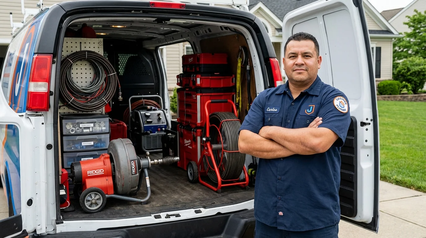 Professional drain cleaning equipment and Johns Plumbing LLC plumber in Del Mar