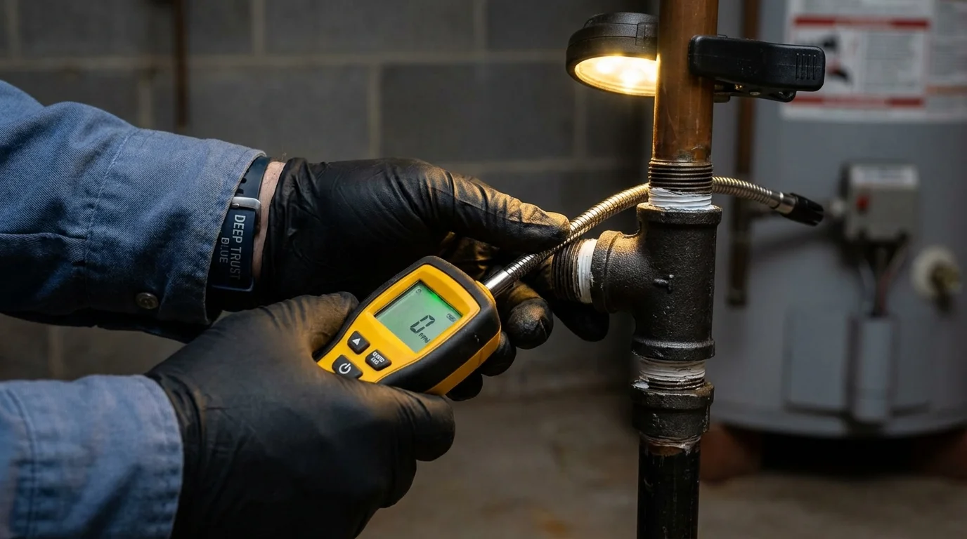 Gas leak detection with electronic sniffer by Johns Plumbing LLC in Del Mar